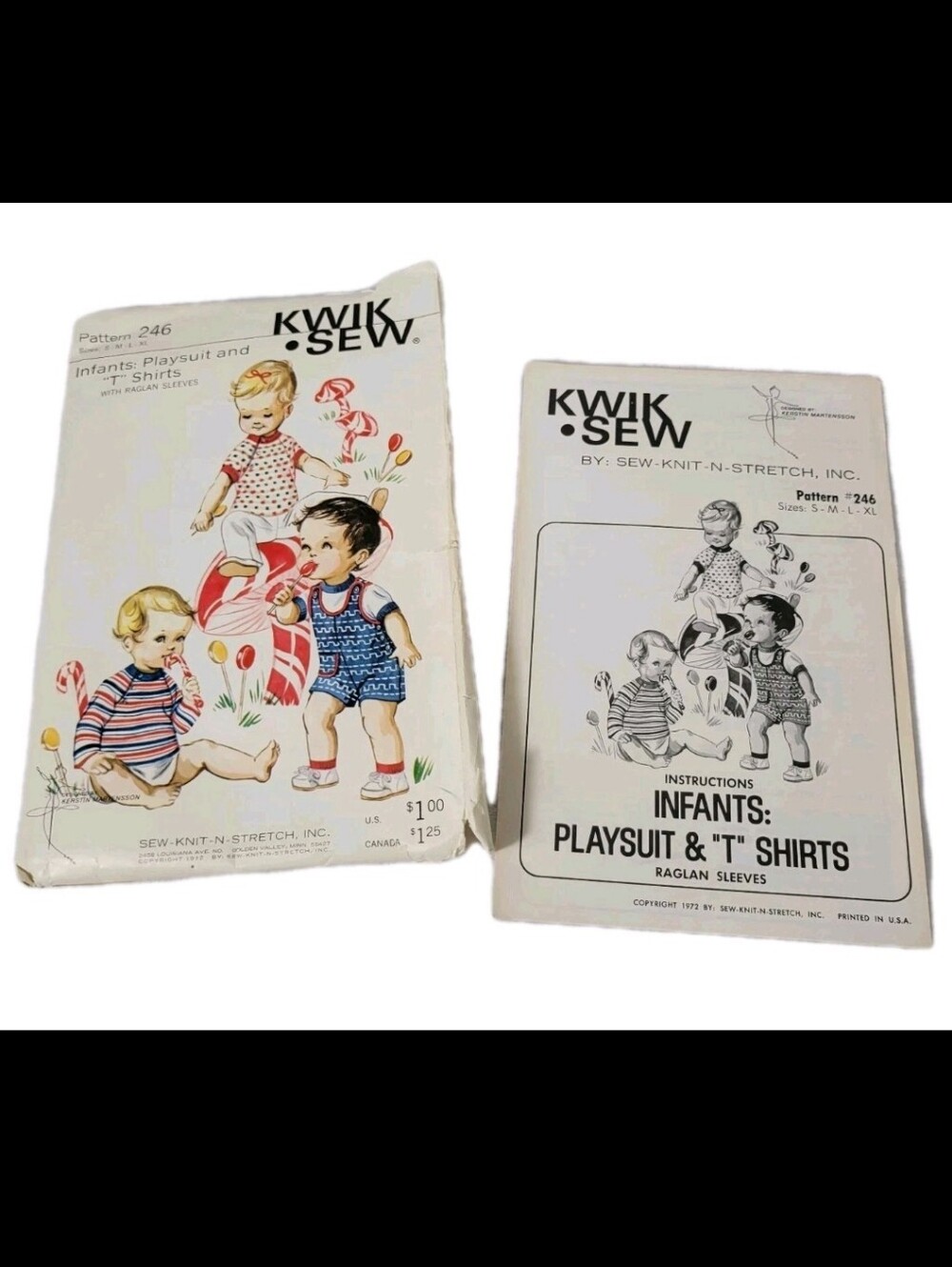 Kwik Sew Vintage Pattern # 246 Infants Playsuit And "T" Shirts Cut Dated 1972